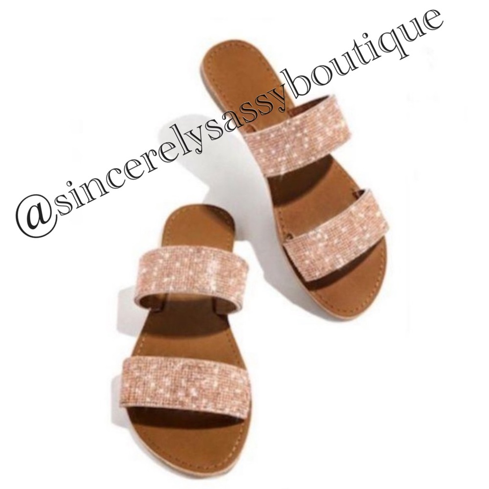 Rose 🌹 Gold Glitter Sandals/ Slides✨